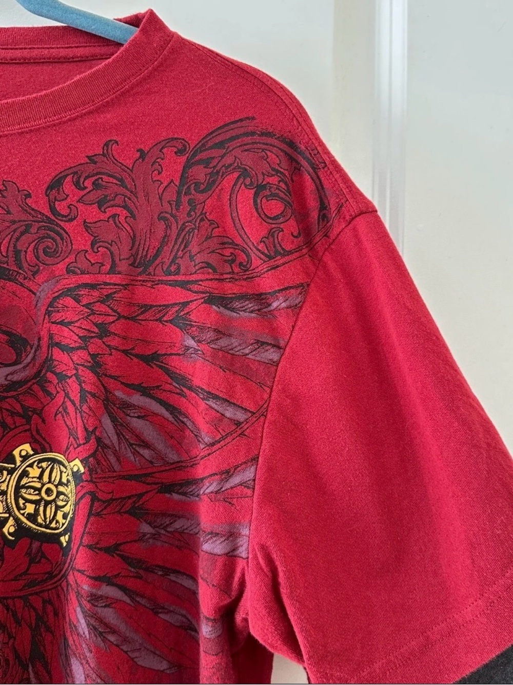 Helix Red Cross Wing Double Layer Long Sleeve Shirt Men's Size Medium Cyber Y2K - Picture 6 of 15